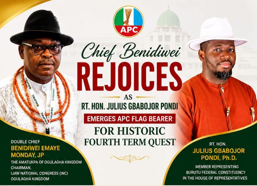 INC Ogulagha Chairman, Benidiwei Congratulates Julius Pondi on APC Primary Victory