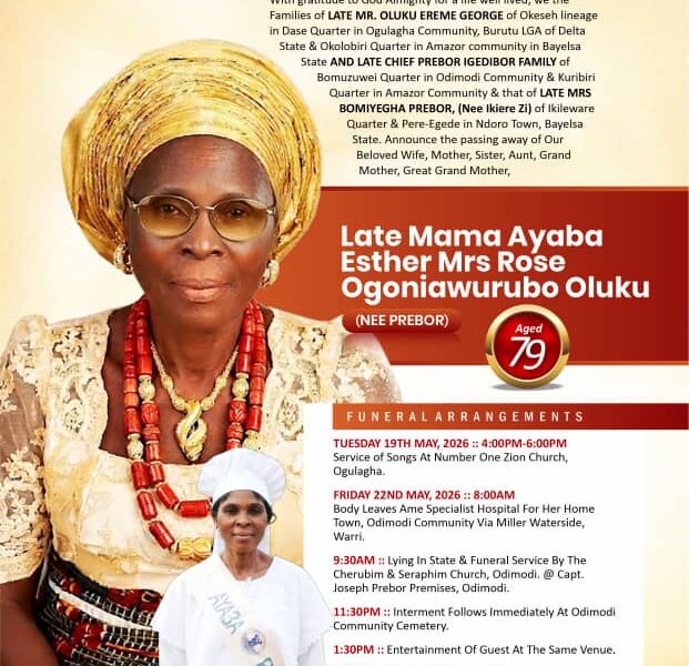 Prominent Ogulagha Leader, Oluku Humphrey to Burry Mother, Esther Oluku, May 22.