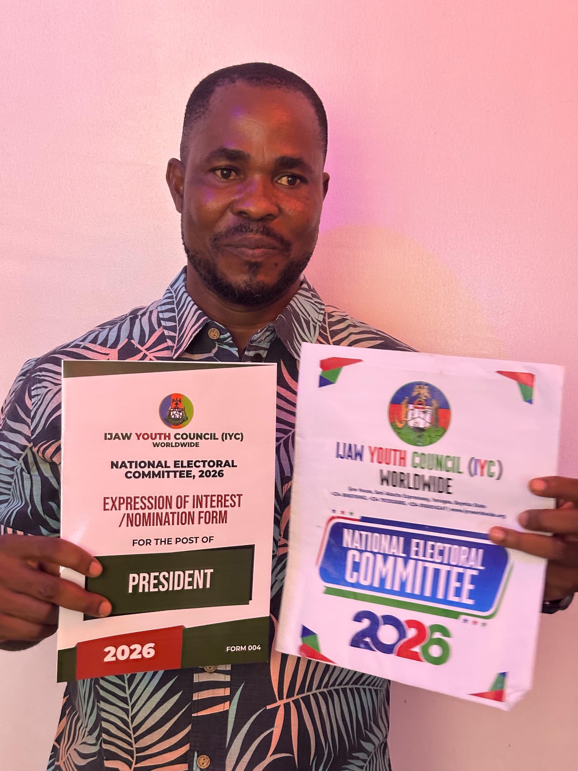 IYC Decide 2026: Endoro Picks Nomination Form, Urges Delegates to Vote Him for Effective Leadership