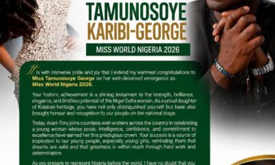 ASARI-TORU LGA CHAIRMAN CELEBRATES MISS WORLD NIGERIA 2026, TAMUNOSOYE KARIBI-GEORGE