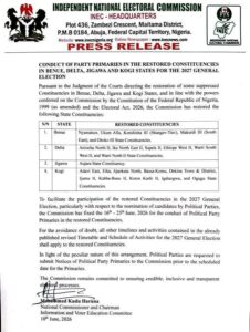 Confirmed: INEC Announces Implementation of Warri Delineation Report, Restores Other Constinuencies
