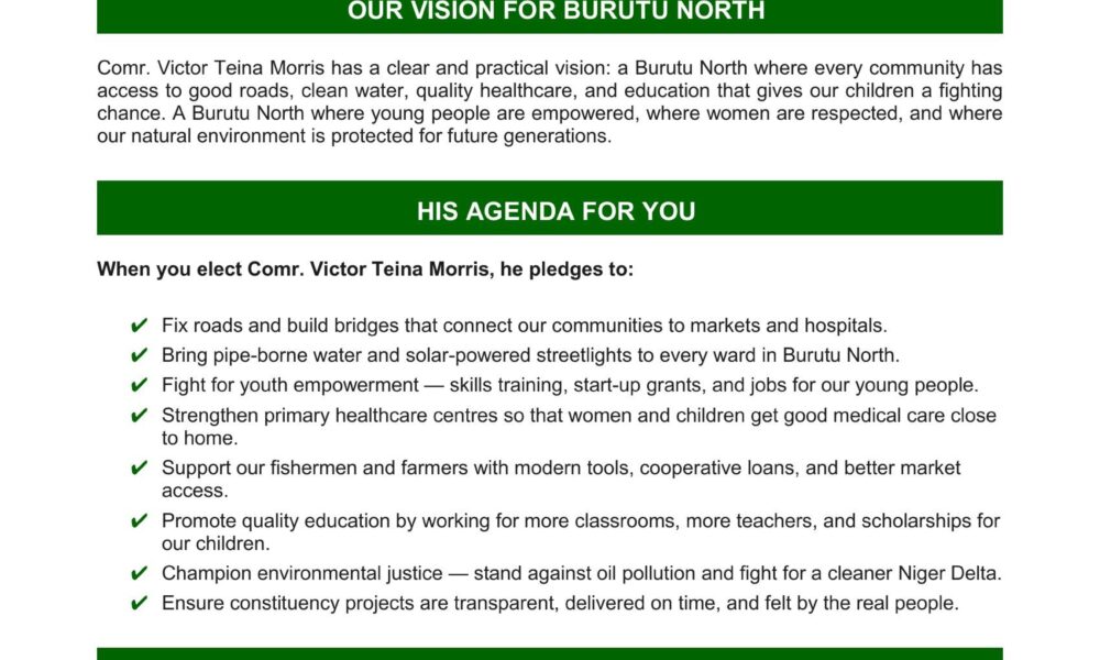 INTRODUCING YOUR NEXT MEMBER DELTA STATE HOUSE OF ASSEMBLY BURUTU CONSTITUENCY-I