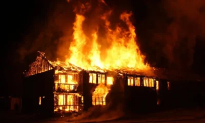 Fire Guts Commercial Complex Housing Polaris Bank Branch on Lagos Island