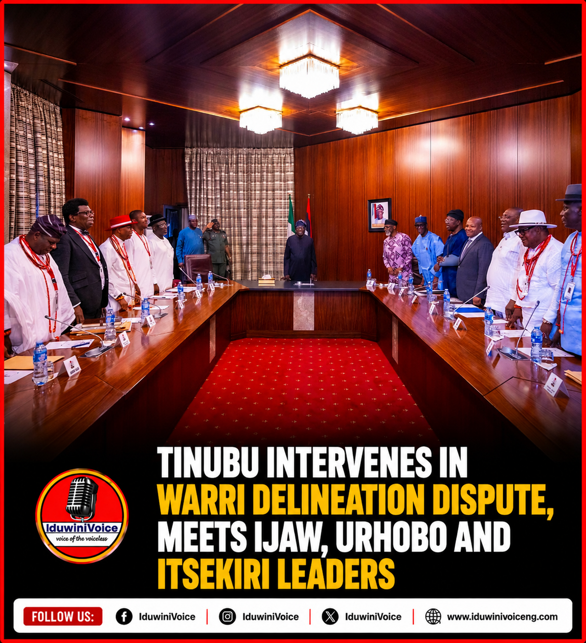 Tinubu Intervenes in Warri Delineation Dispute, Meets Ijaw, Urhobo and Itsekiri Leaders