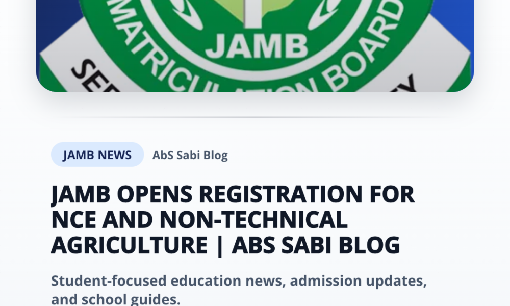 JAMB Opens UTME-Free Admission for NCE, Selected Agricultural ND Programmes
