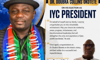 CONGRATULATORY MESSAGE:  Hon. Benard Okoh Felicitates with Dr. Doubra Okotete on His Victory at the IYC General Elections