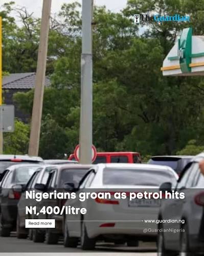 Nigerians Face Fresh Hardship as Petrol Price Climbs to N1,400 Per Litre