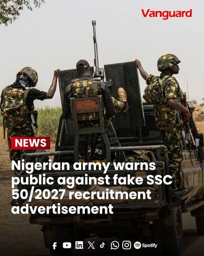 Nigerian Army Warns Public Against Fake 2027 Recruitment Advertisement