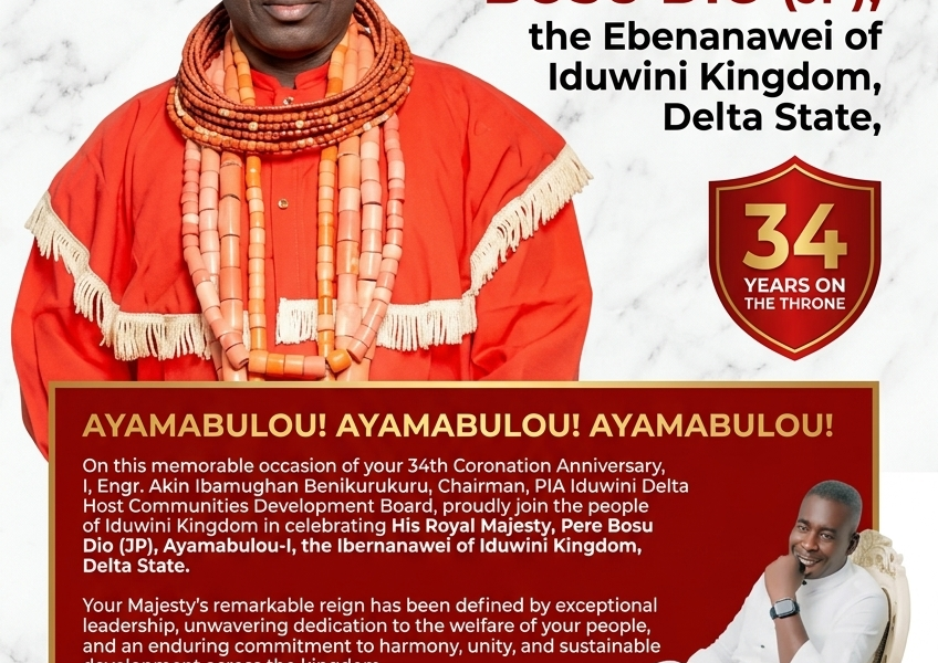 Engr. Benikurukuru, Iduwini Delta PIA Board Chairman Celebrates HRM Bosu Dio at 33rd Coronation Anniversary