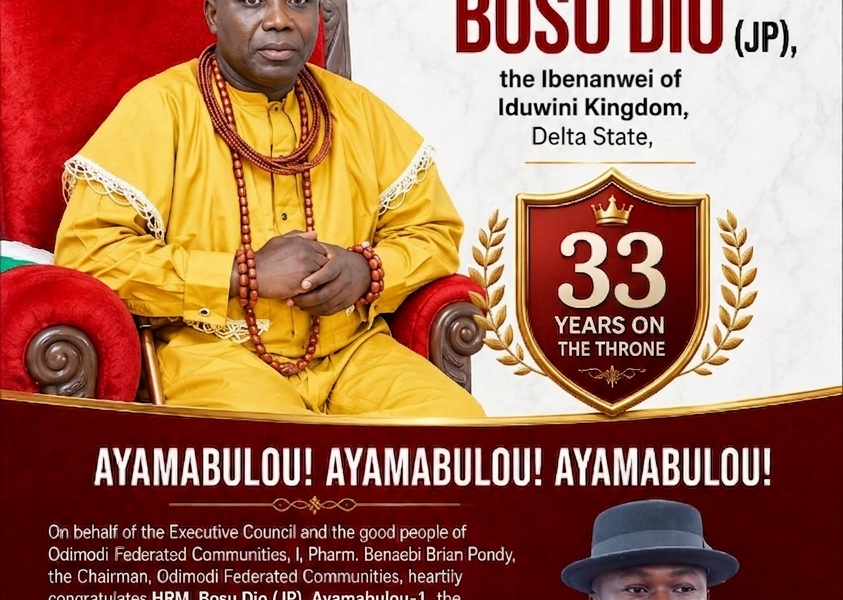 Odimodi Federated Communities Chairman, Pondy Congratulates HRM. Bosu Dio on 33rd Coronation Anniversary