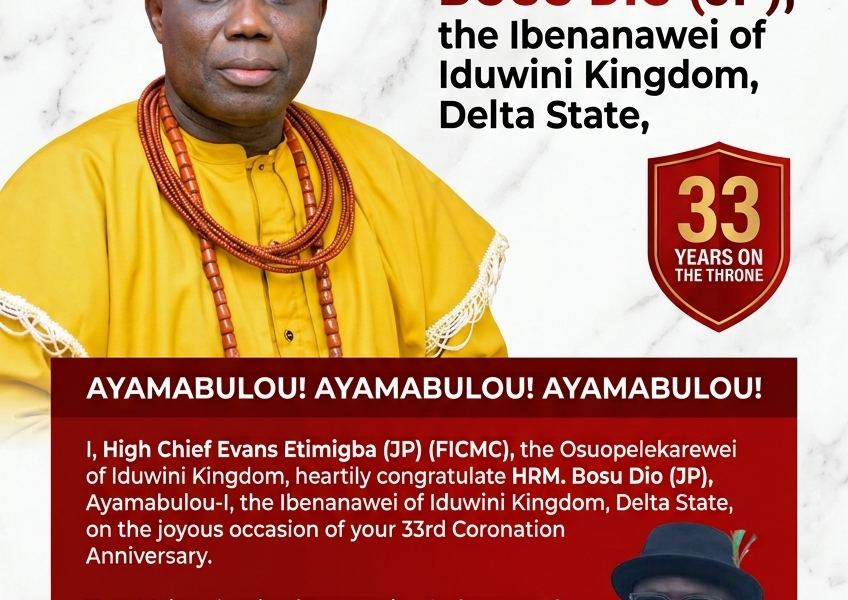 High Chief Etimigba Congratulates HRM Bosu Dio on 33rd Coronation Anniversary