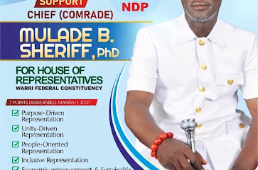 Jubilation in Warri Federal Constituency as NDP Candidate, Mulade Sheriff, Pledges Peace, Unity and Development
