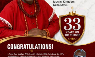 Amb. Tom Ebiakpo Willy Felicitates HRM Pere Bosu Dio on 33rd Coronation Anniversary