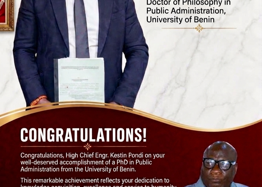 Amb. Tom Willy Congratulates Kestin Pondi on PhD Achievement