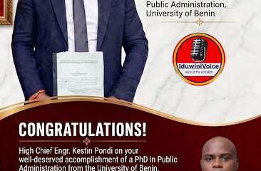 IduwiniVoice Management, Staff Celebrate High Chief Kestin Pondi’s PhD Achievement