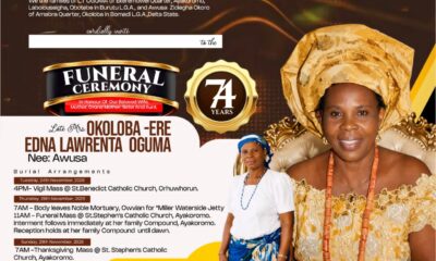 Late Mrs. Edna Lawrenta Oguma for Burial November 26