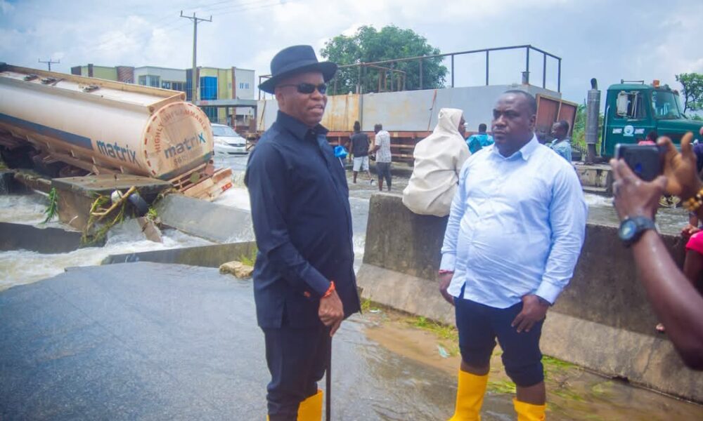 Egbo Inspects Flood-Hit Agbarho East-West Road, Calls for Urgent Intervention