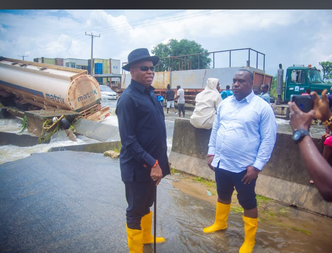 Egbo Inspects Flood-Hit Agbarho East-West Road, Calls for Urgent Intervention