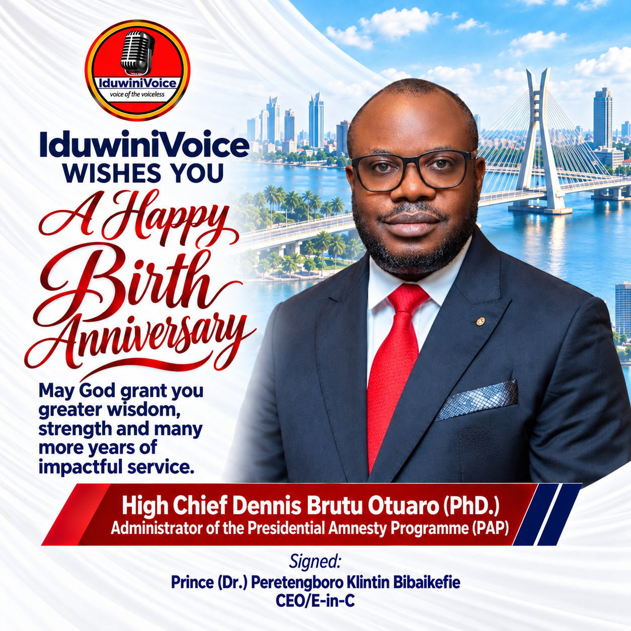IduwiniVoice Celebrates Otuaro on Birthday, Hails His Leadership