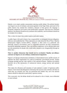 ₦2.7 TRILLION PIPELINE SURVEILLANCE ALLEGATION: OLU OF WARRI REJECTS ASARI DOKUBO’S CLAIM, DEMANDS DOCUMENTARY EVIDENCE
